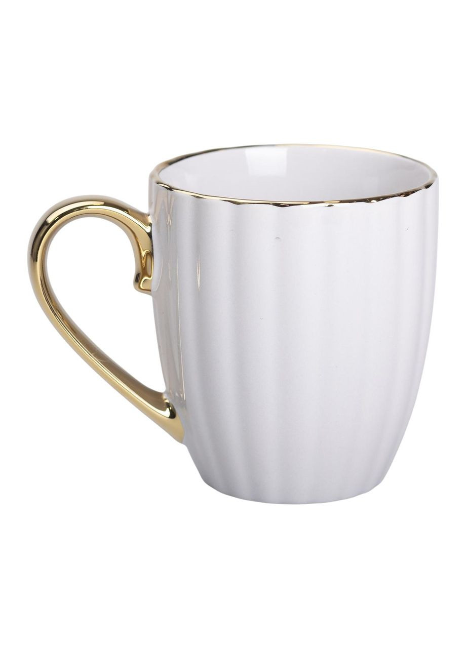 Чашка фарфоровая с золотым ободком и золотой ручкой 420 (мл) кружка Серая RX-N240629G No Brand (353504441)