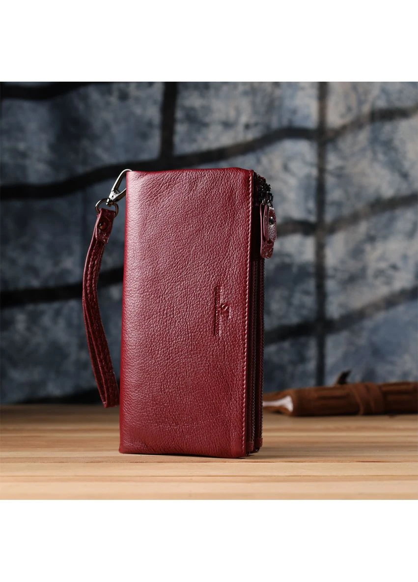 Шкіряний гаманець на три відділення 23108 Бордовий st leather (389863681)