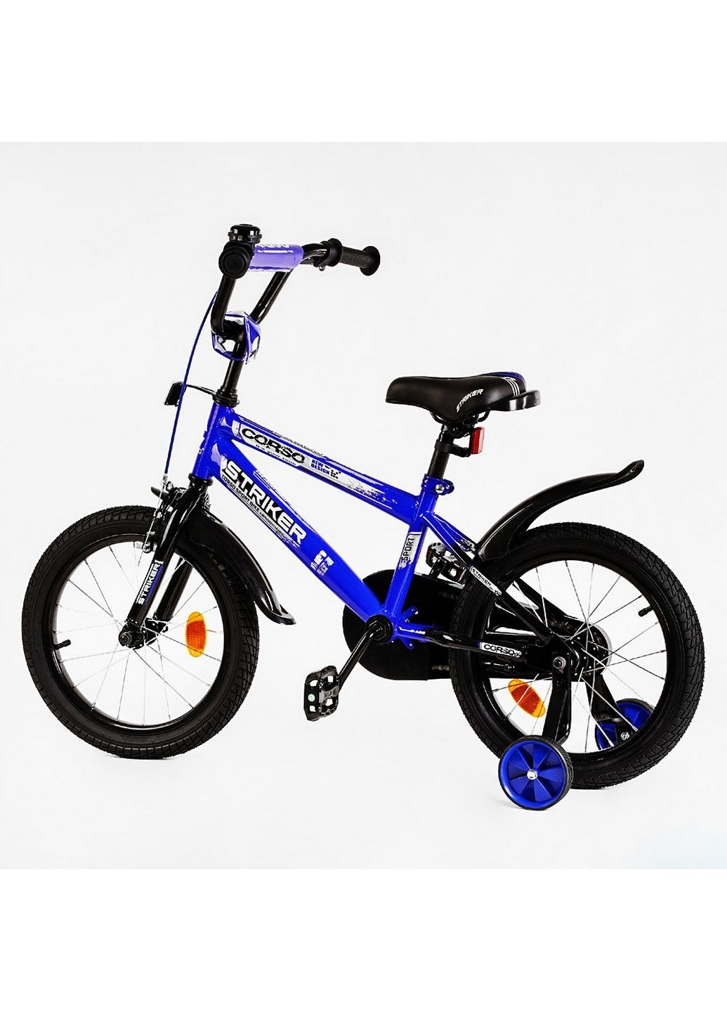 Дитячий велосипед 16", "striker" з багажником та додатковими колесами Corso (282595687)