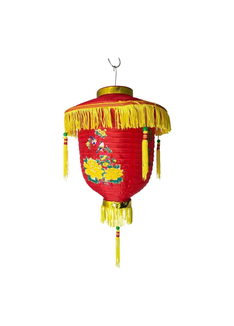 Фонарик китайский шелковый с символом удачи, с бахромой (d-30 см) No Brand (365875592)