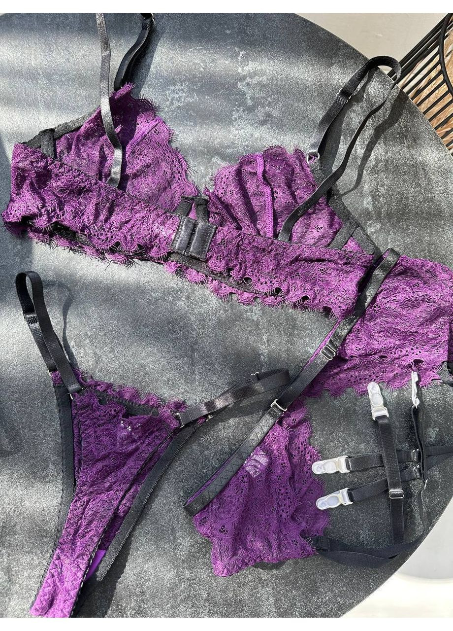 Фіолетовий балконет комплект жіночого білизни | найніжнішим мереживом, Vital-Textile з кісточками поліестер, еластан