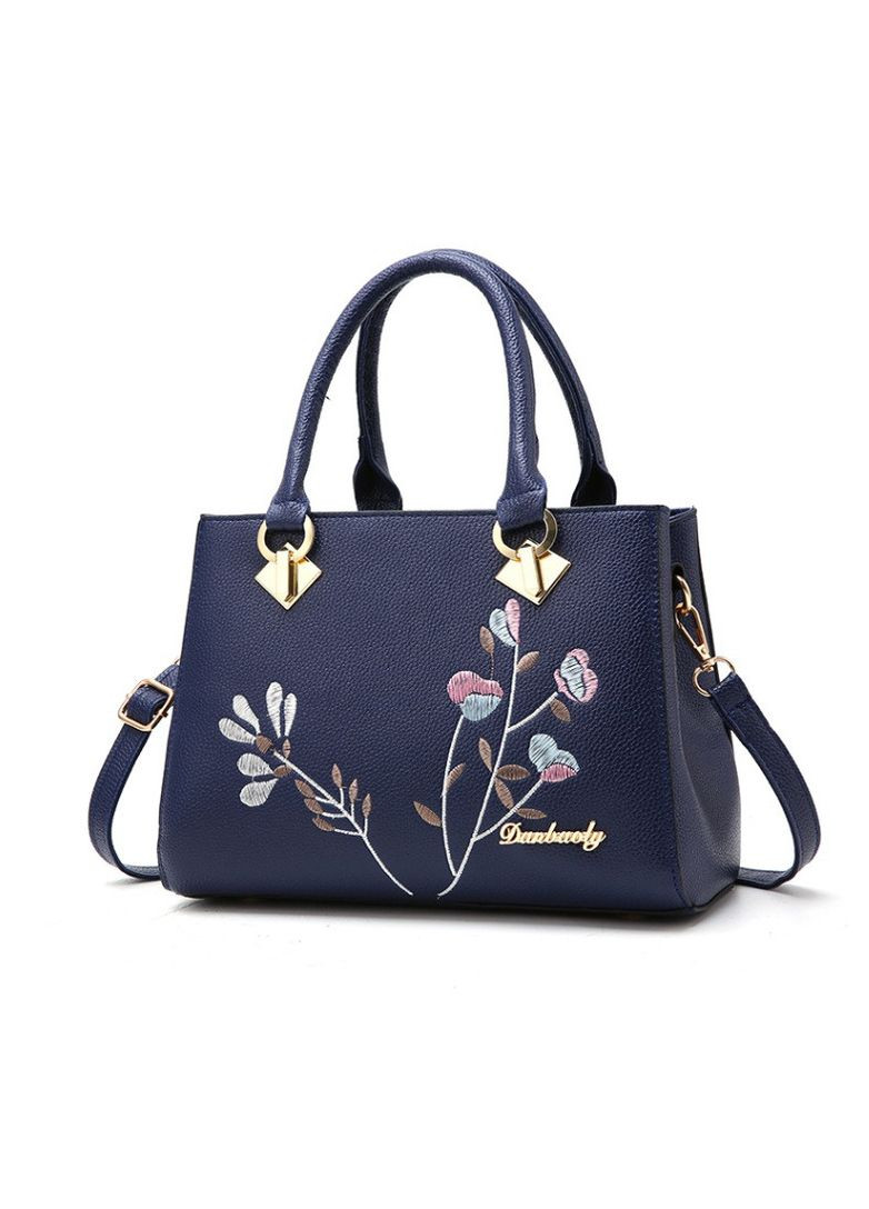 Жіноча сумка із вишивкою зі штучної шкіри середня синя (sku_360) No Brand (330576116)