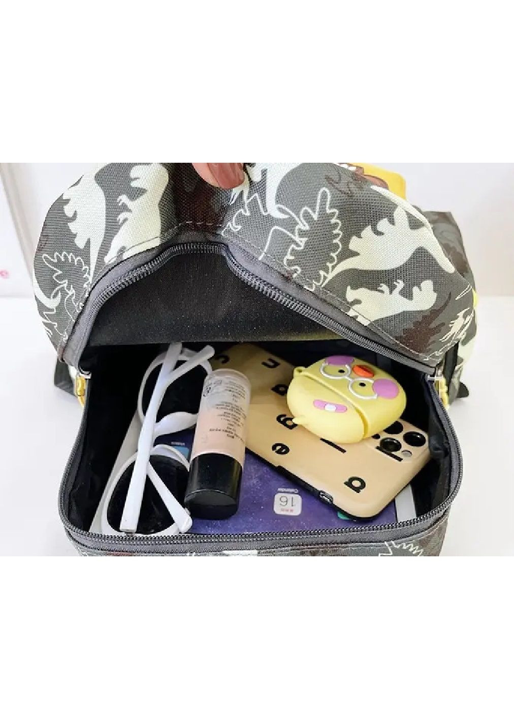 Рюкзак для детей с регулируемыми ремнями петлей для переноски полиэстер 25х20х11 см (477571-Prob) Серый с динозавром Unbranded (298112428)