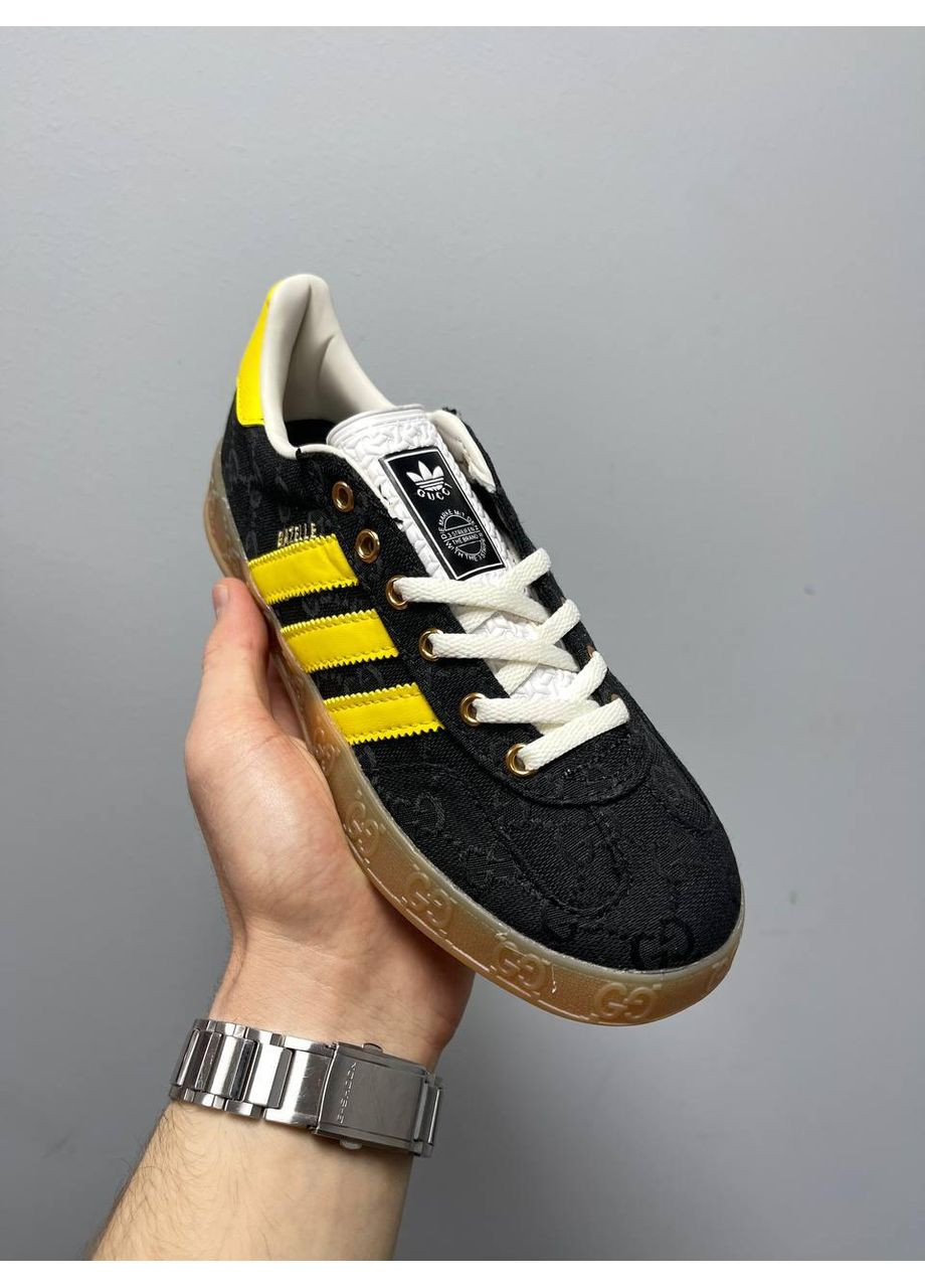 КРОССОВКИ ЖЕНСКИЕ ADIDAS GUCCI X GAZELLE BLACK GG MONOGRAM АДИДАС No Brand чёрные демисезоны (367167901)
