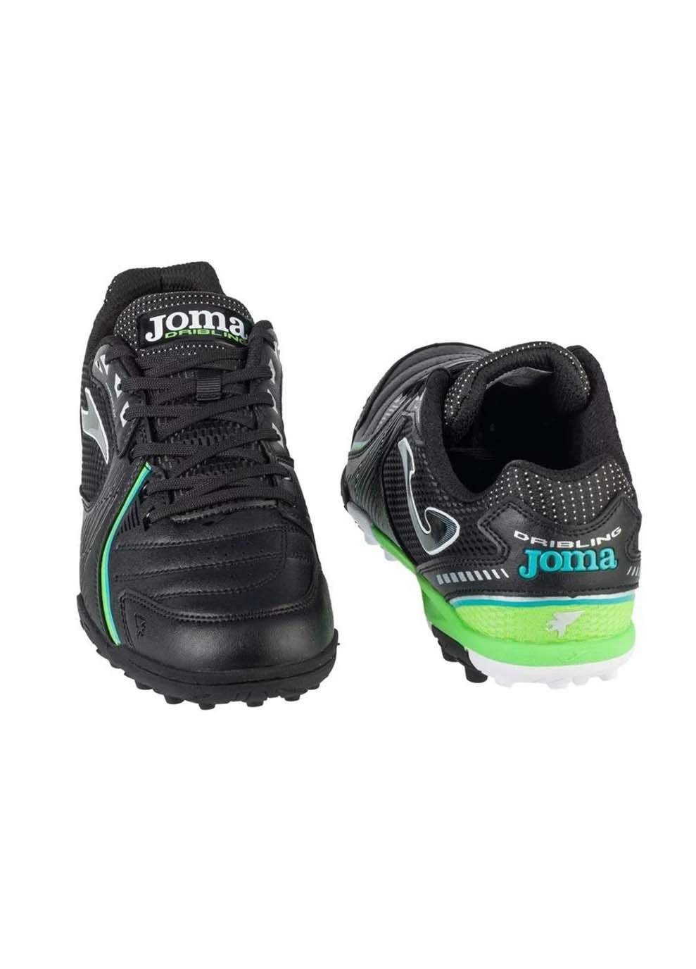 Цветные мужские сороконожки dribling черный салатовый Joma