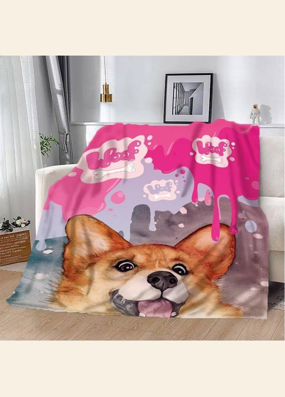 Плед покривало Дитяче Коргі 135х160 Рожевий Плюш-велюр No Brand (293517356)