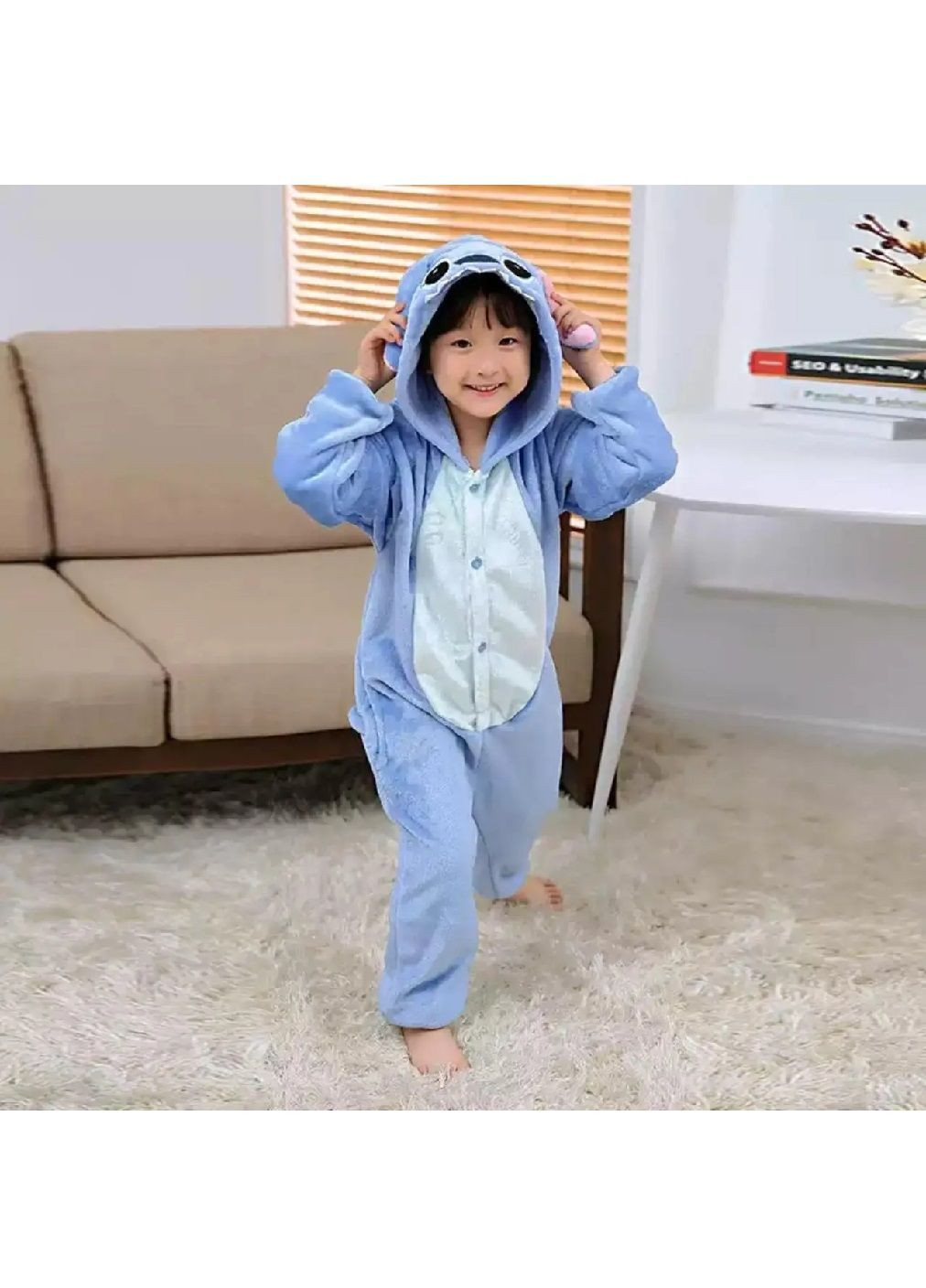 Детская пижама кигуруми костюм с застежками кнопками капюшоном для детей размер 130 рост до 130 см (481562-Prob) Стич Unbranded (363009584)
