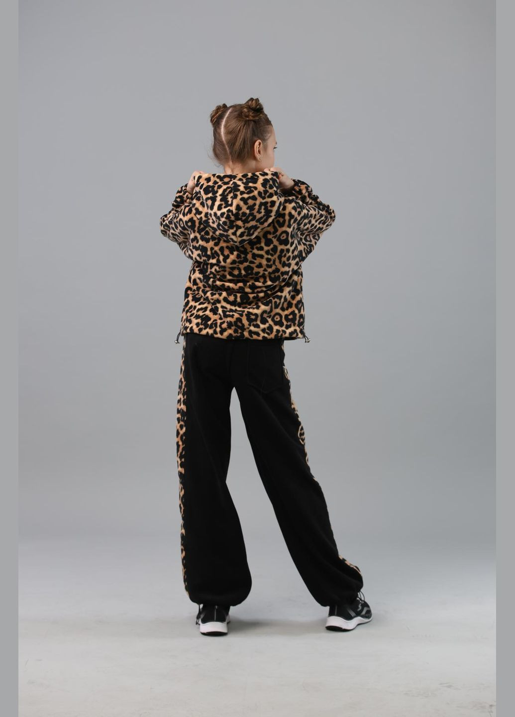 Коричневый зимний костюм (штаны, худи) подростковый леопардовый брючный IRmAS оверсайз