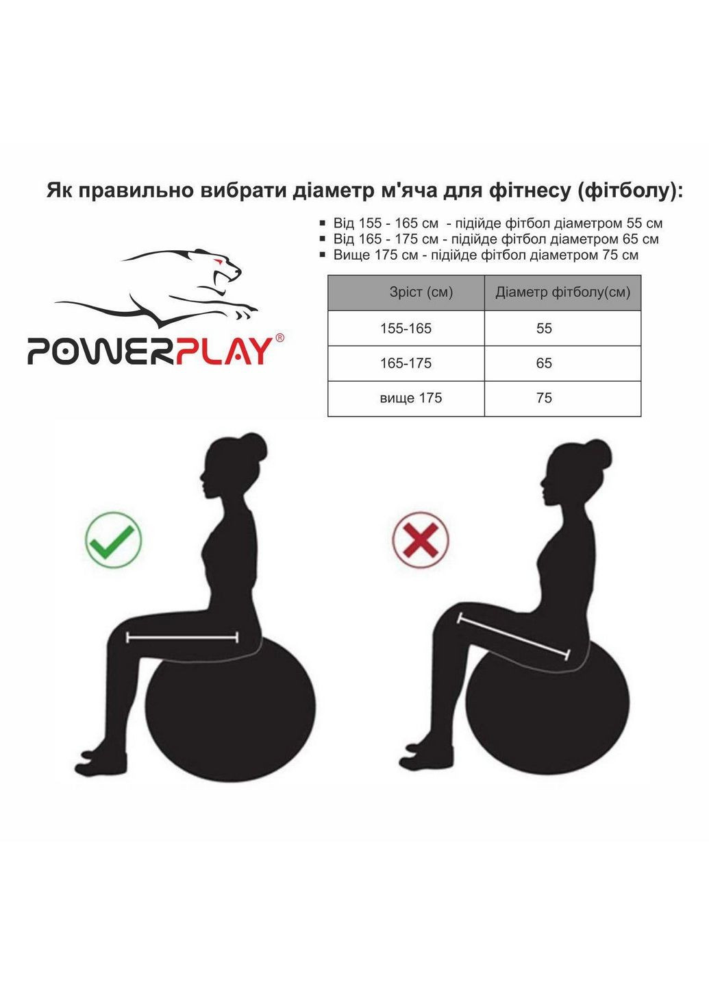 Мяч для фитнеса и гимнастики PowerPlay (282583984)