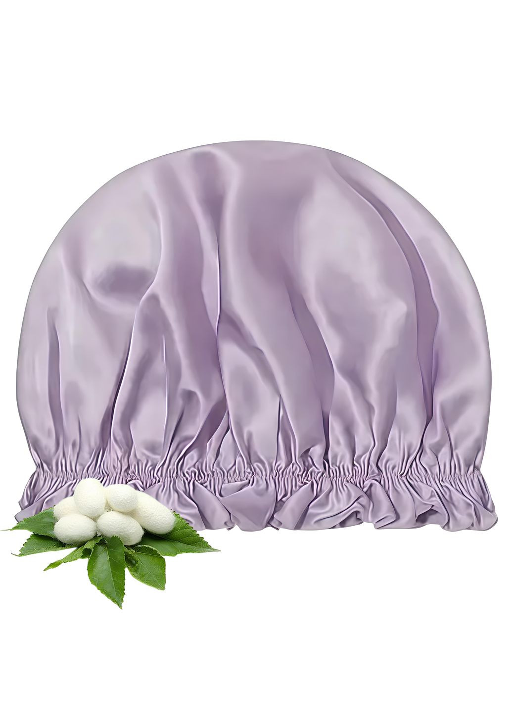 Шелковая шапочка для сна и душа с мягким краем 29×20 см (лавандовый) Maryuphair (361220422)