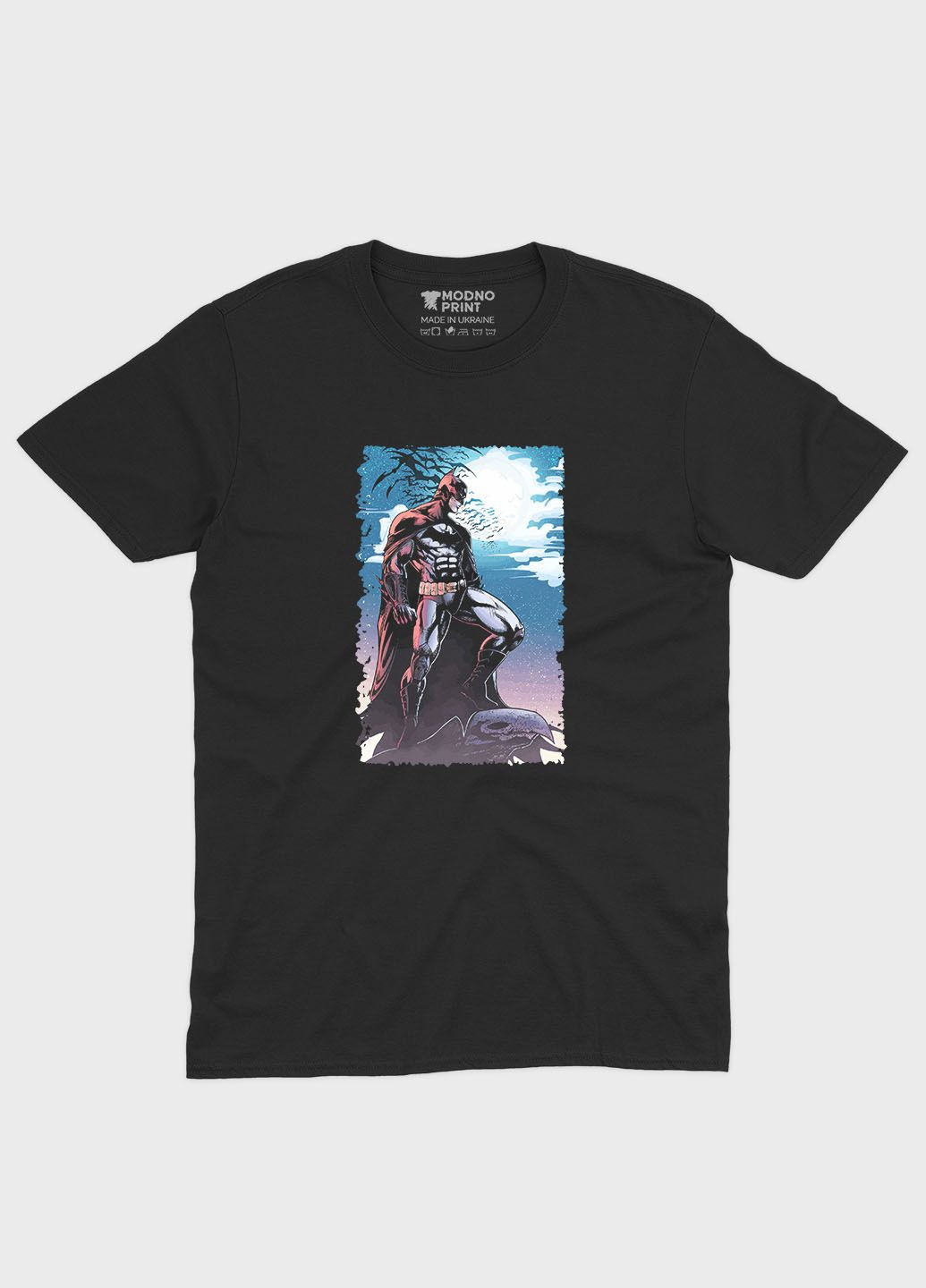 Чорна демісезонна футболка для хлопчика з принтом супергероя - бетмен (ts001-1-bl-006-003-002-b) Modno