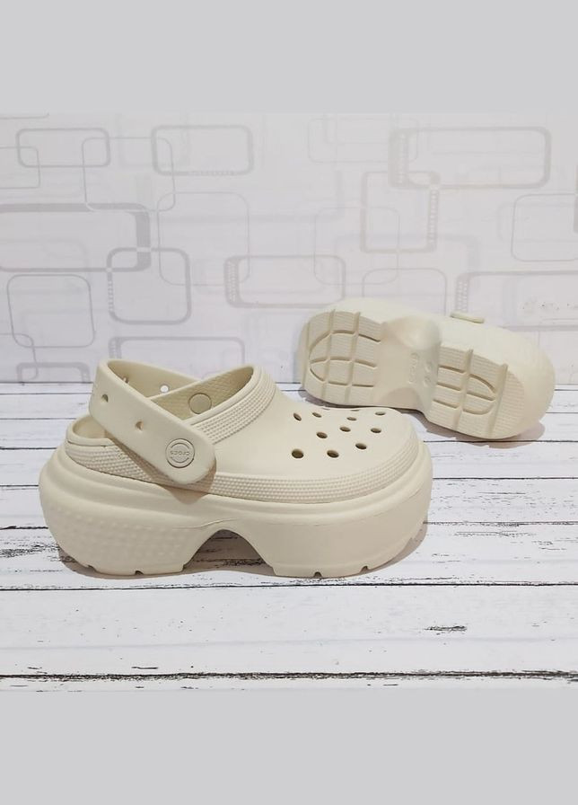 Бежевые stomp mettalic clog крокс клог стомп Crocs