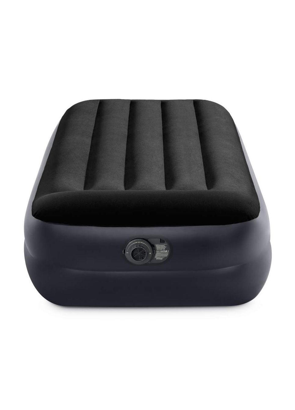 Надувная односпальная кровать с подголовником и електронасосом 191х99х42 см черная Intex 64122 (334729411)