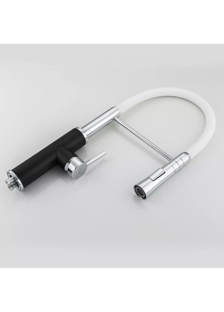 Смеситель для кухни F4452-7 с гибким изливом, 2 режима, черно/белый Frap (371644830)