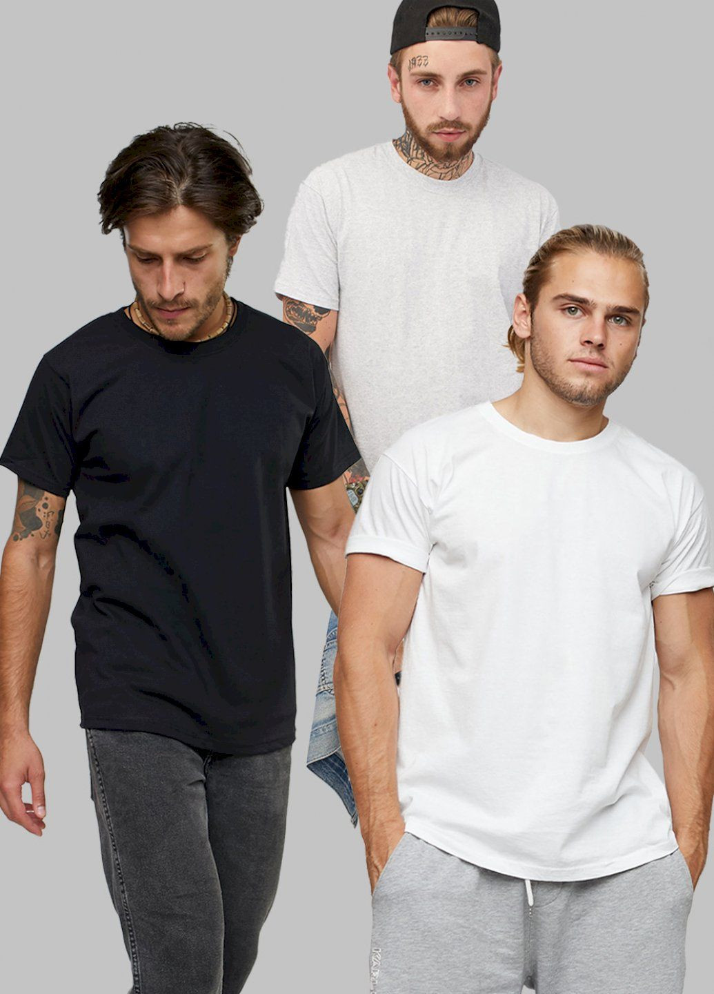 Черная набор мужских футболок pack черный, серый, белый 3шт YAPPI