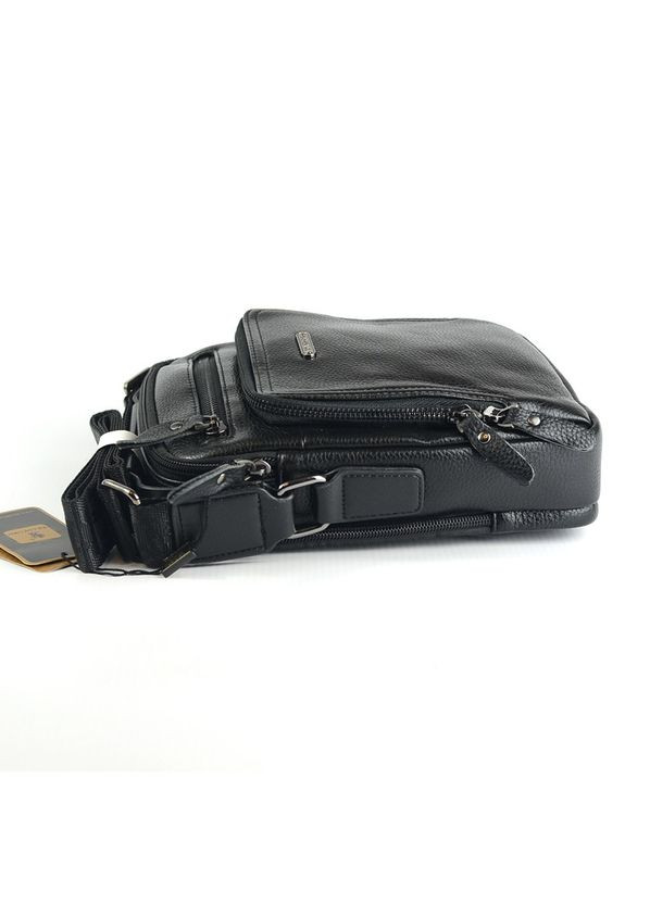 Чоловіча маленька сумка месенджер з еко-шкіри, Чорна наплічна практична ділова сумочка на плече Bradford (266266501)