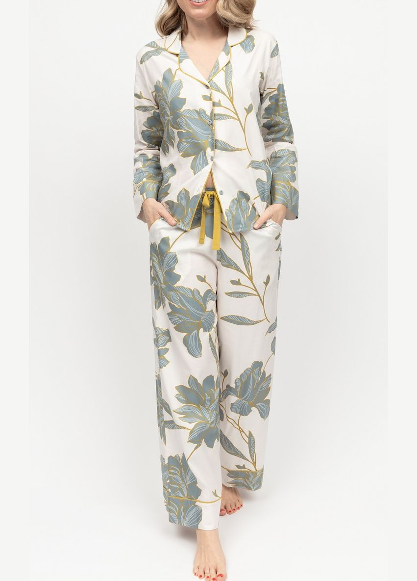 Белая всесезон женская пижама 0426-0427 кофта + брюки Cyberjammies Piper