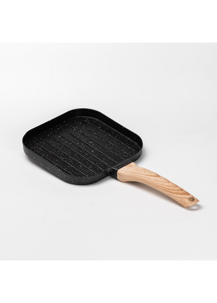Сковорода гриль квадратная 18×18 см рифленая с гранитным покрытием для индукционной плиты. No Brand (367724470)
