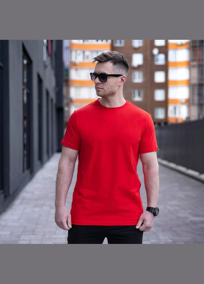 Красная базовая классическая футболка с коротким рукавом Vakko