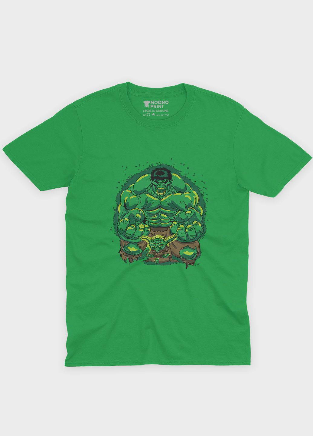Зелена демісезонна футболка для хлопчика з принтом супергероя - халк (ts001-1-keg-006-018-003-b) Modno