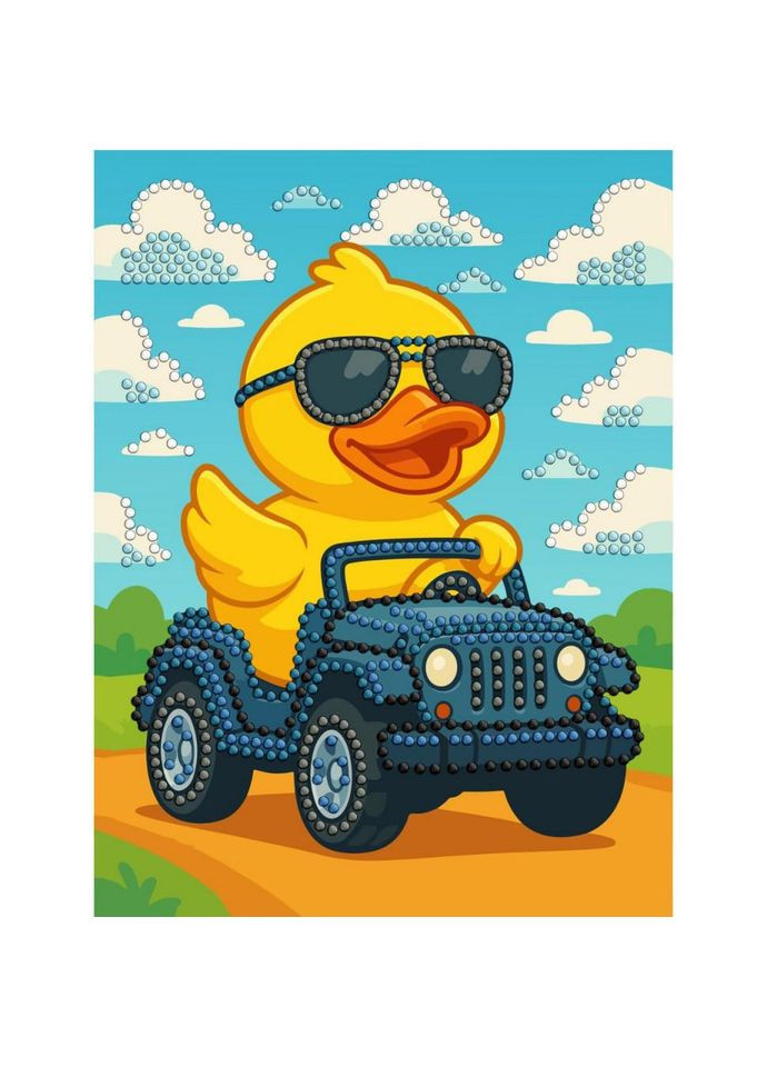 Алмазная мозаика с частичной выкладкой "Утка на машине" ©art_selena_ru AMV1207, No Brand (365638441)