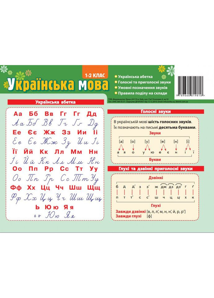 Картонка-подсказка Азбука 1-2 кл. 66439 20х15 см Зірка (369170050)