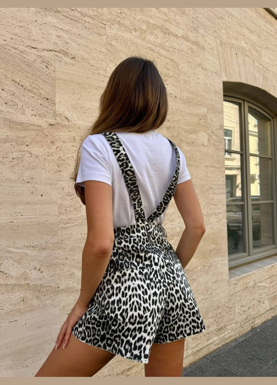 Женский комбинезон Україна комбинезон-шорты леопардовый белый повседневный, кэжуал, вечерний