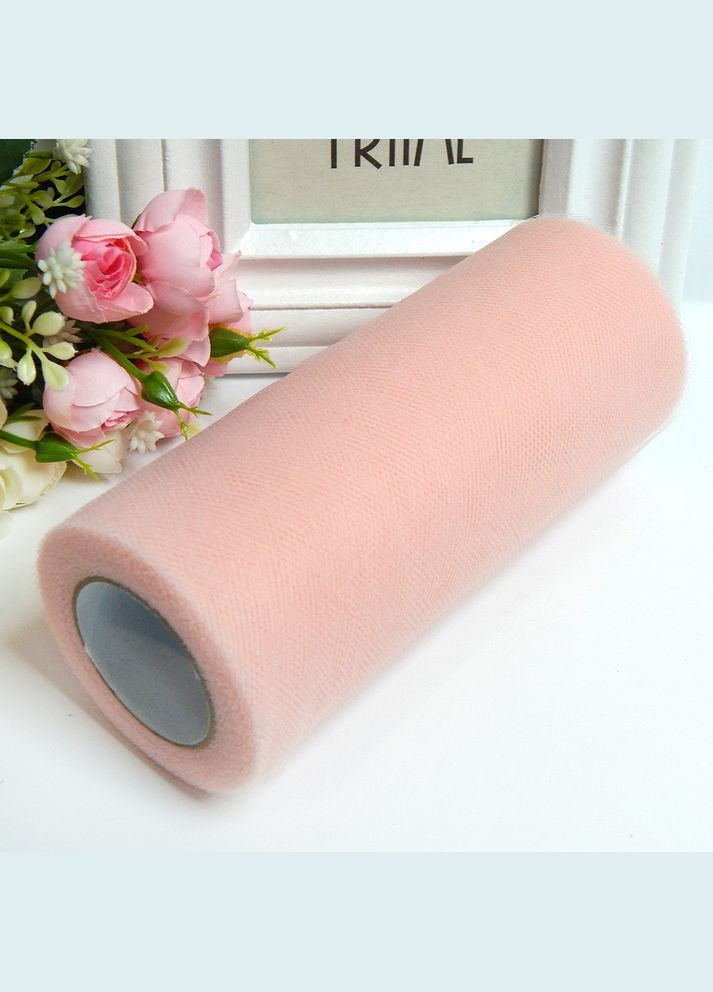 Фатин в рулоне, сетчатая лента, 15 см, 46 персиковый, 23 м No Brand (340483197)