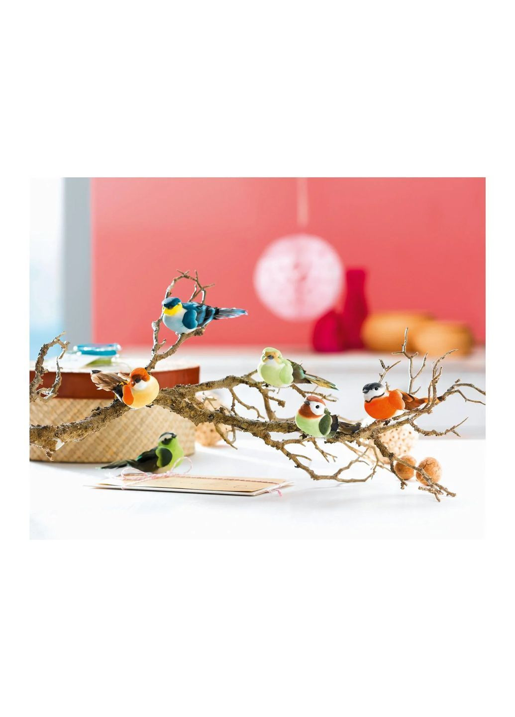 Набор декоративных птичек с натуральными перьями на прищепках 6 шт комбинированный Livarno home (369003096)