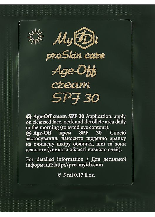Антивозрастной дневной крем для лица Age-Off Cream SPF 30 (пробник) 5ml (1048734-44125) MyIDi (368667841)