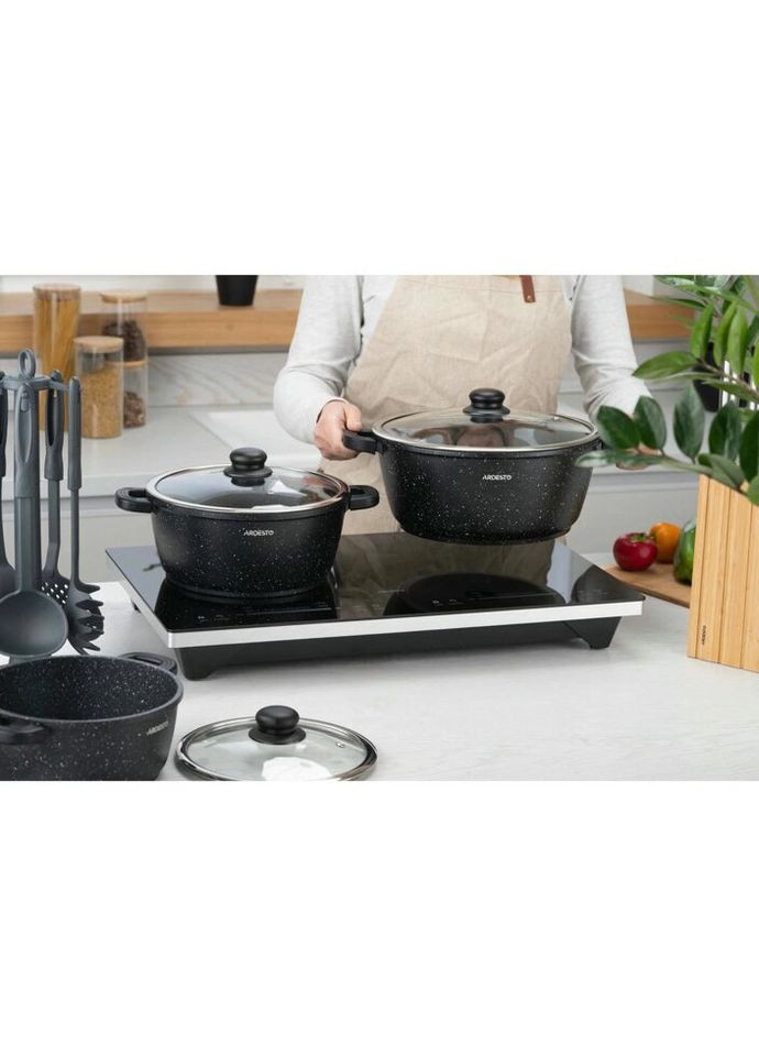 Кастрюля с крышкой Anzio AR2420GE 20 см 2.5 л черная Ardesto (335972650)