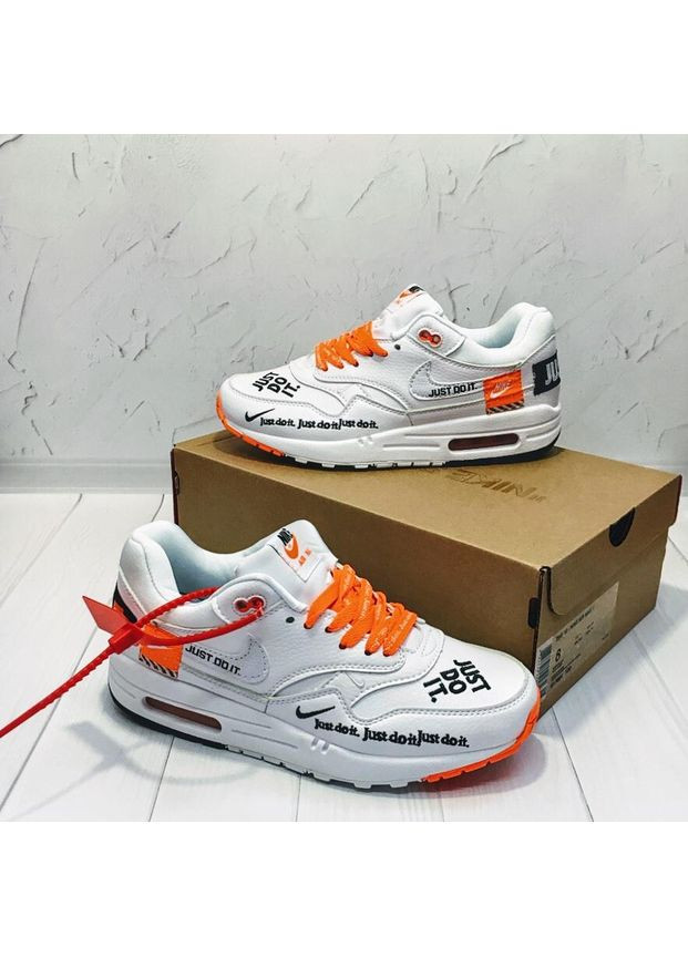 Белые демисезонные кроссовки мужские nike air max 87 just do it white orange найк аир макс 87 No Brand