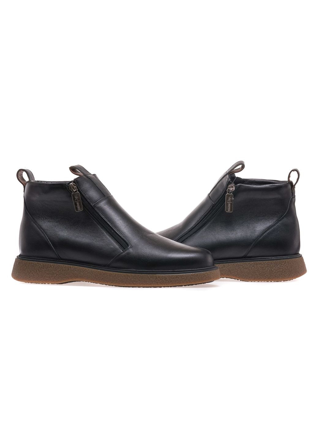 Черные зимние ботинки комфорт мужские 365-1s-ow/black leather Ikos