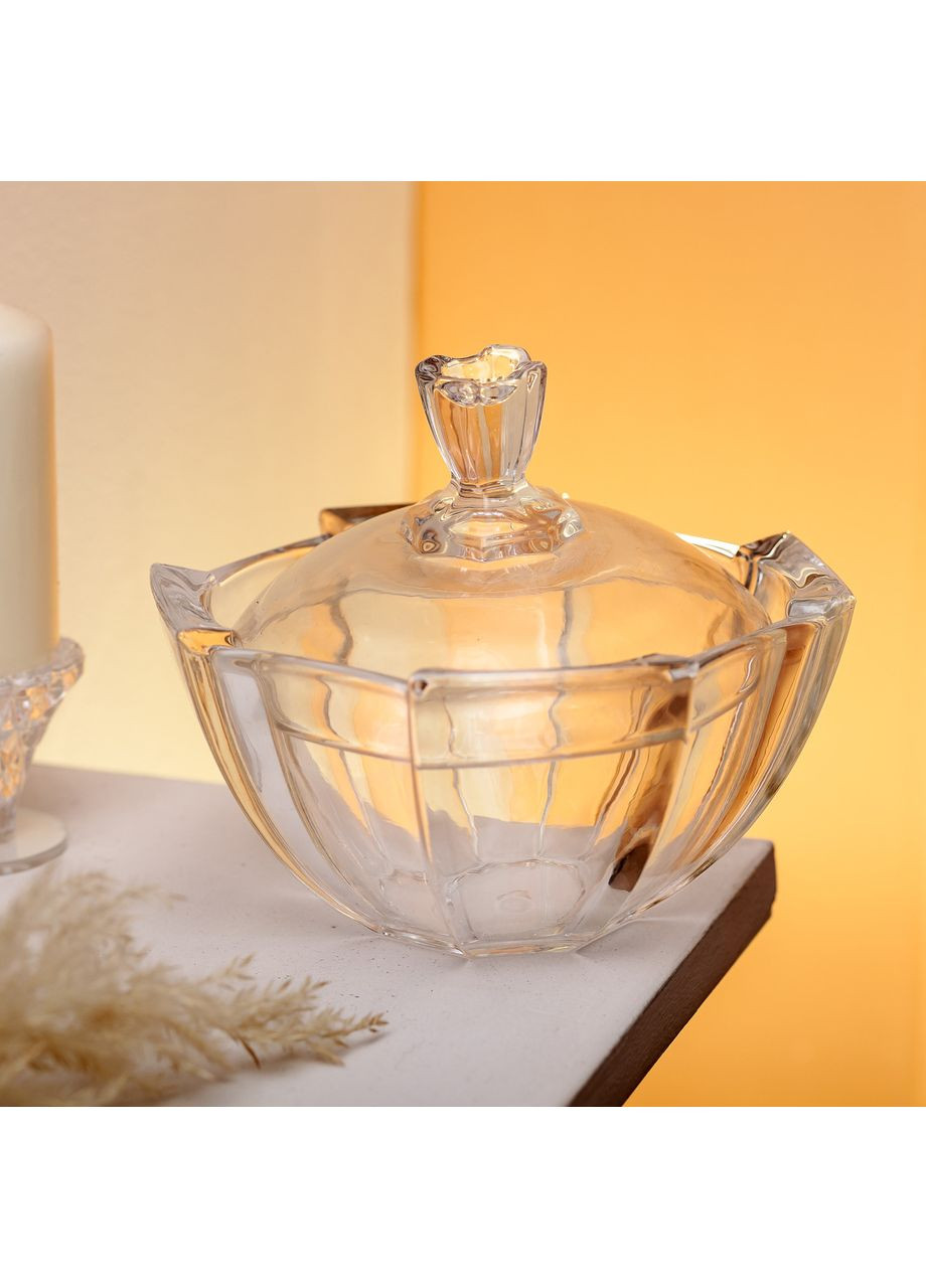 Сахарница с крышкой Ø 15 см ваза сахарница круглая стеклянная HP-4-120 (A-034132) Yiwu (347348921)