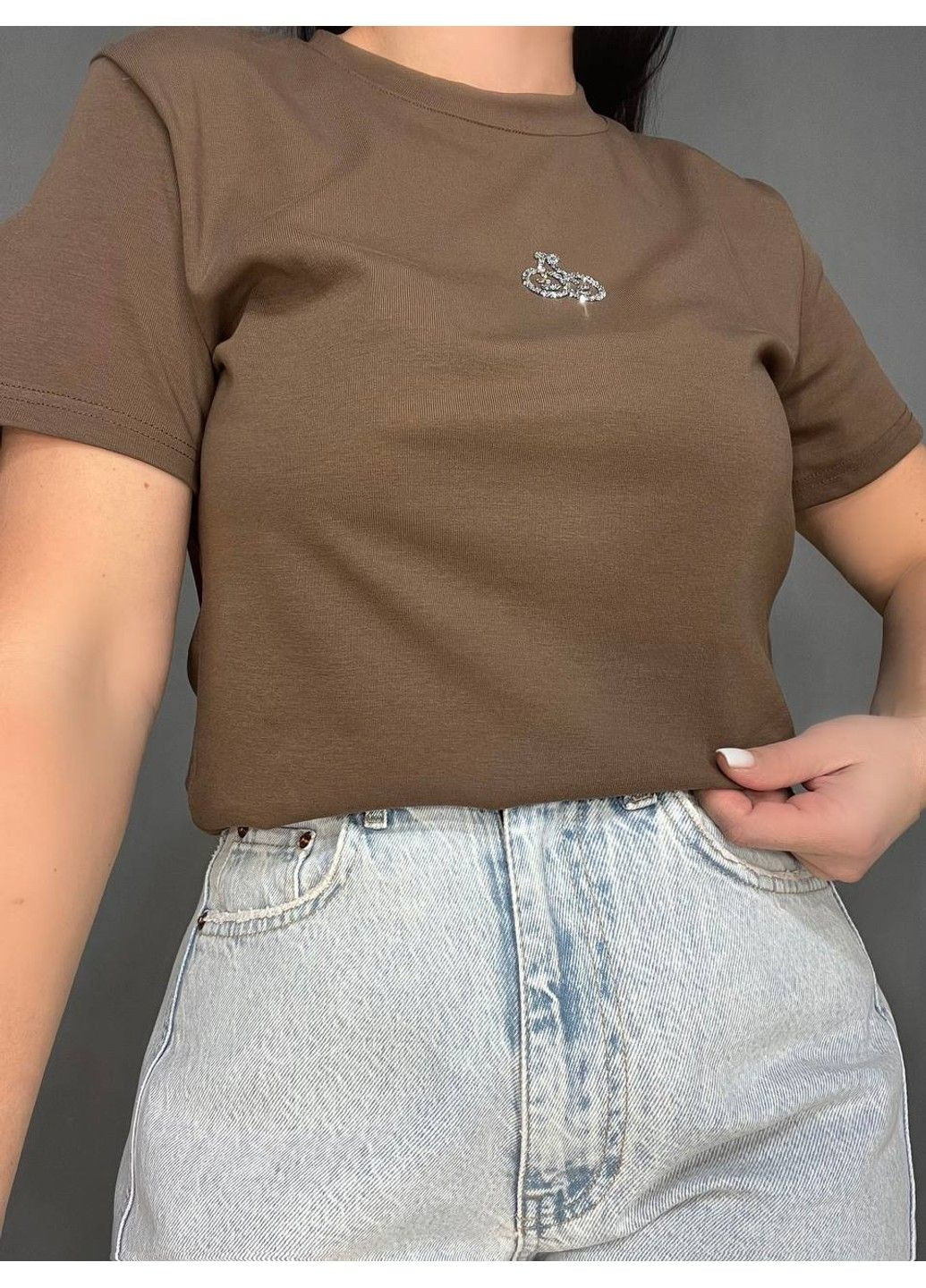 Футболка женская A-N 911-20 средняя длина вишня камушки one size No Brand - (318828251)