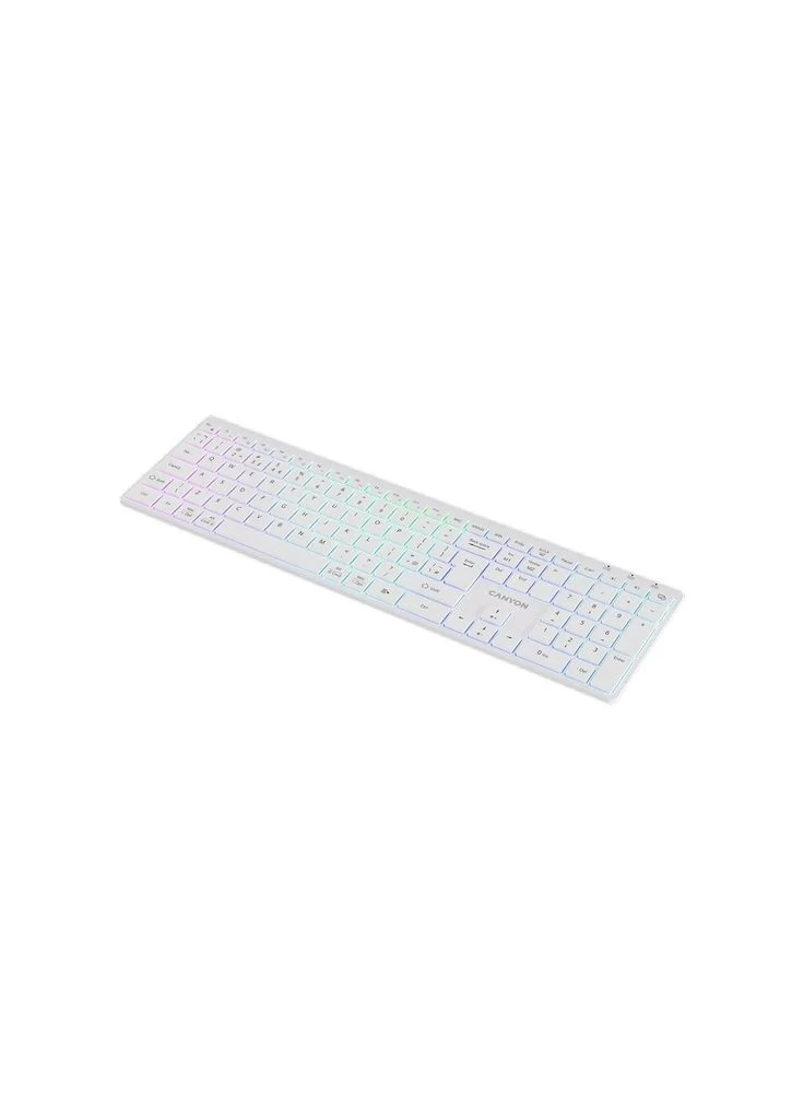 Клавіатура HKB-W11 Slim Dual Mode Wireless/Bluetooth RGB UA White (m468224) Canyon HKB-W11 Slim Dual Mode Wireless/Bluetooth RGB UA W (369020952)