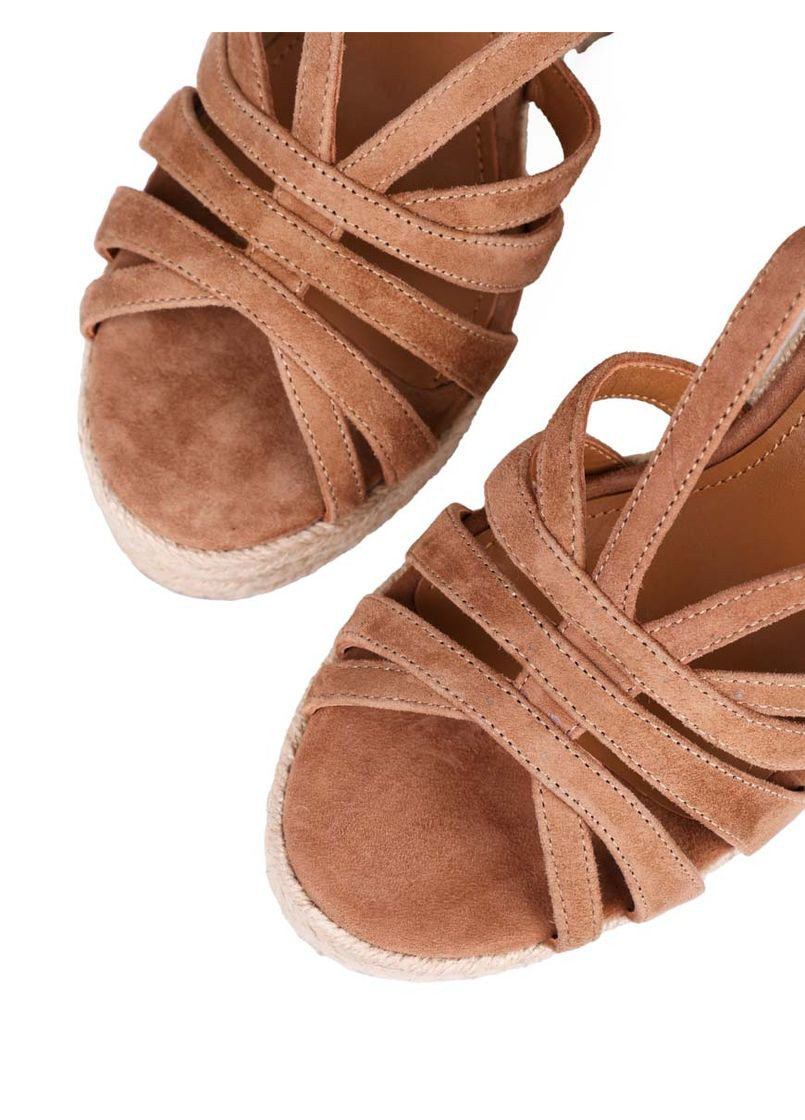 Коричневые женские босоножки 202-24106-2 коричневый велюр MIRATON