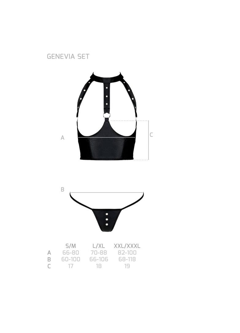 Чорний демісезонний комплект білизни з відкритими грудьми genevia set with open bra black cherrylove Passion