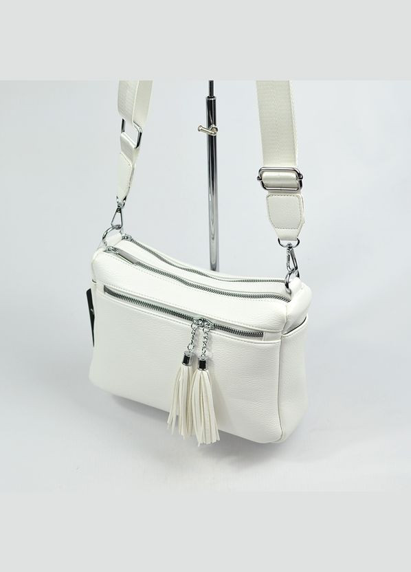 Белая женская маленькая сумка клатч через плечо на два отделения на молнии Yirui (279830281)