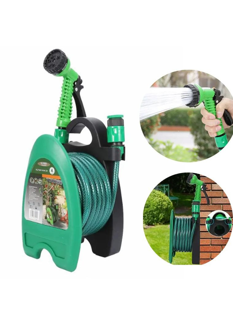 Поливочный шланг 10 м с катушкой и распылителем на 7 режимов CT-1212 Green No Brand (350349201)