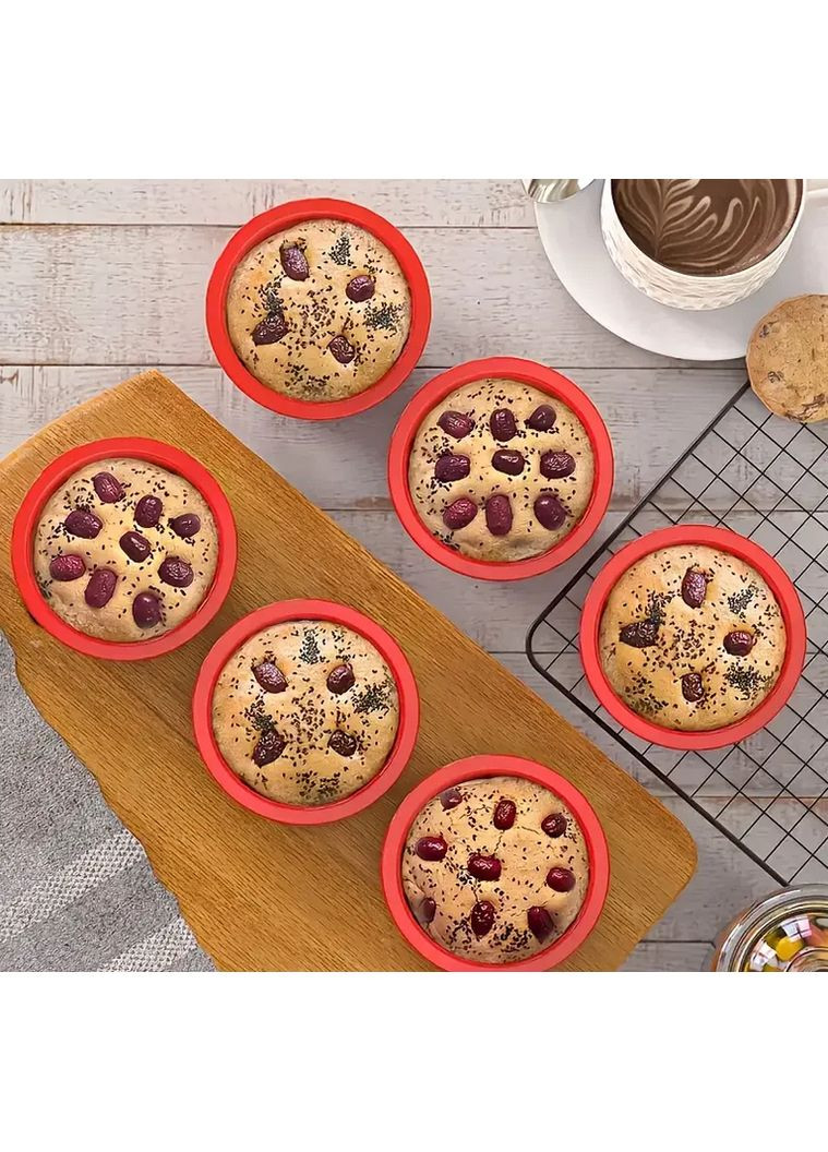 Силиконовая форма круглая для выпечки 10.3см SAM-8972 красная No Brand (342118691)