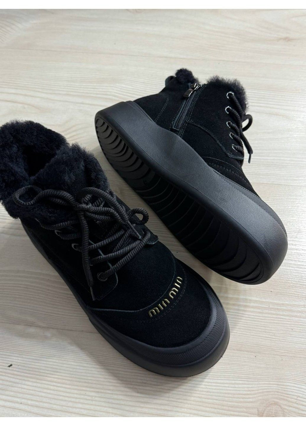 Черевики жіночі 677-1 замшеві високі кеди на хутрі чорні Hengji (365771463)