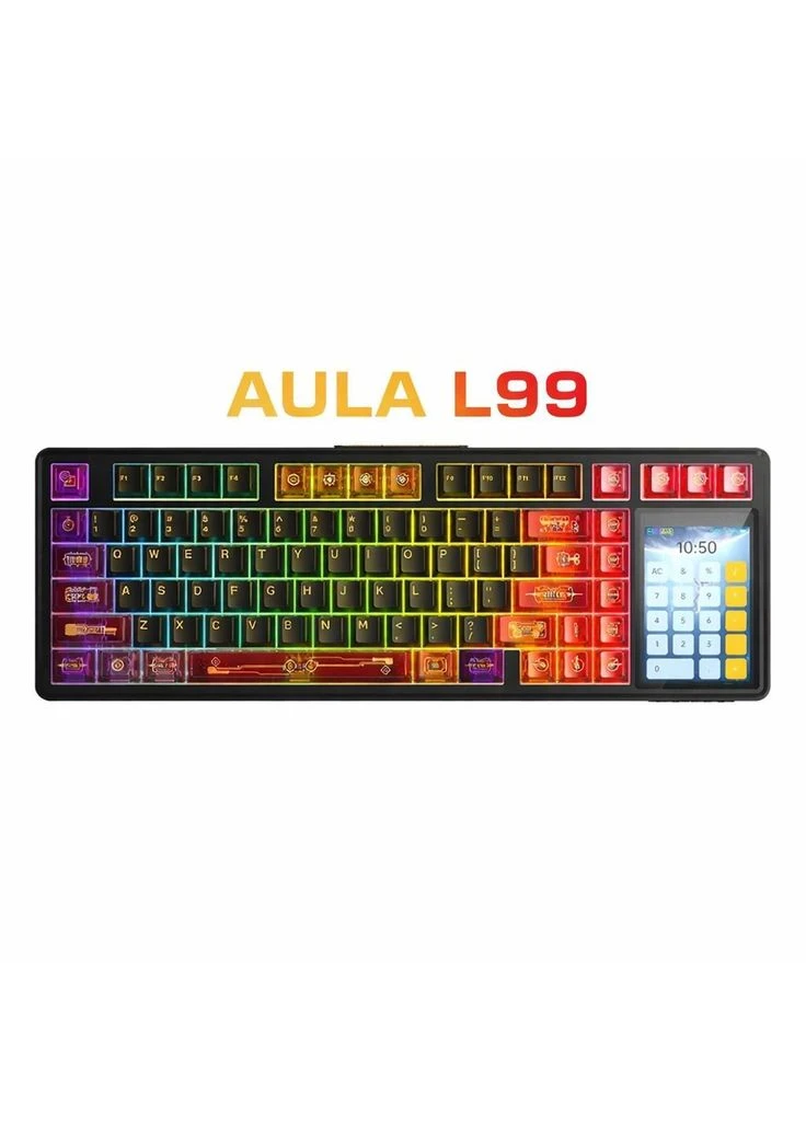 Ігрова Клавіатура L99 Red-Black Бездротова Механічна 2.4G/Bluetooth/USB type-c. З Сенсорним Екраном 3.98 дюйма.Батарея 8000m Aula (399455343)