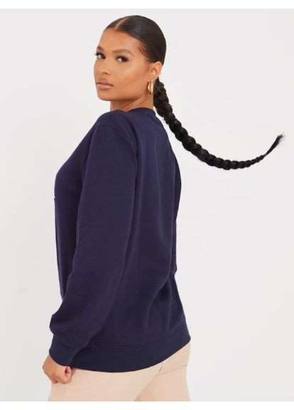 Синий утепленный свитшот PrettyLittleThing надпись без декора (361878535)