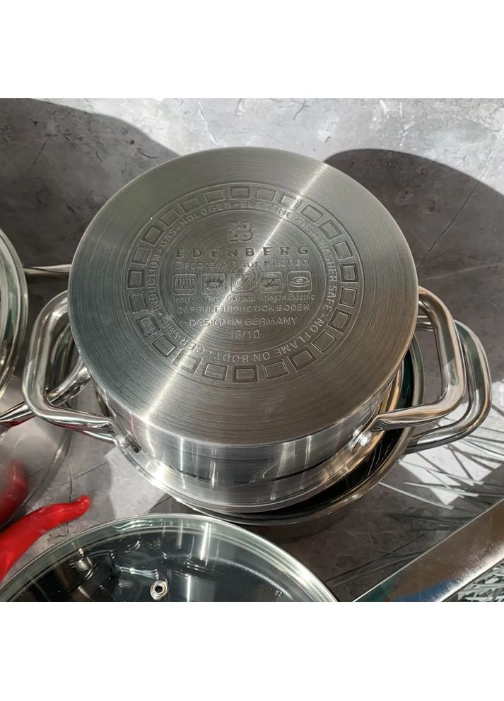 Набір каструль із нержавіючої сталі EB-2401 12 предметів Edenberg (360654523)