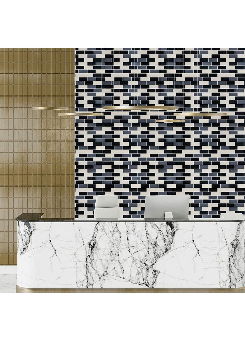 Самоклеюча поліуретанова плитка чорна сіра молочна цегла 305х305х1мм (D) SW-00001329 love-shopping Sticker Wall (354661024)