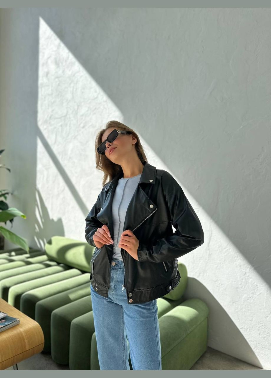 Чорна модна куртка-косуха Fashion