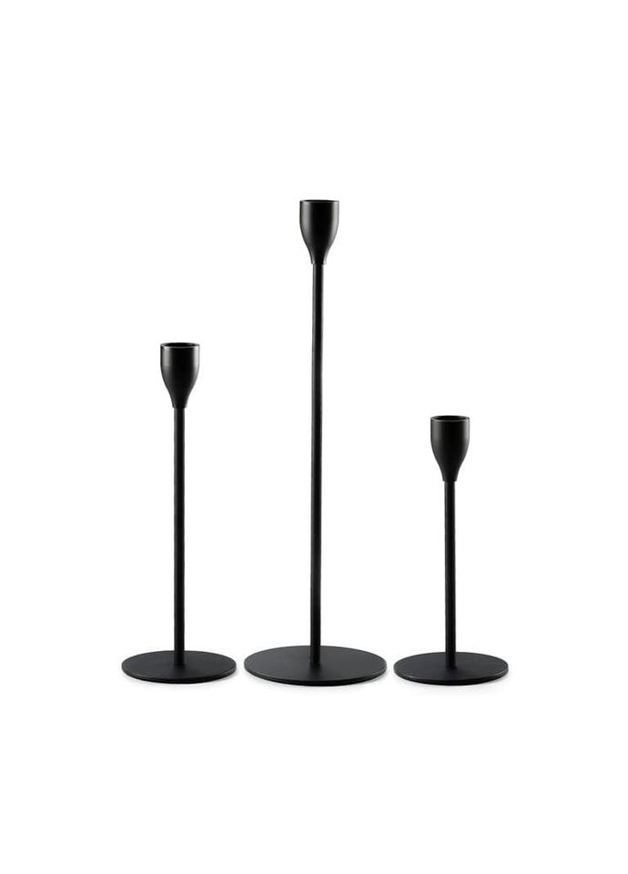 Підсвічник святковий REMY-DEСOR металевий Гамлет чорного кольору для тонкої свічки висота 23 см REMY-DECOR (293152666)