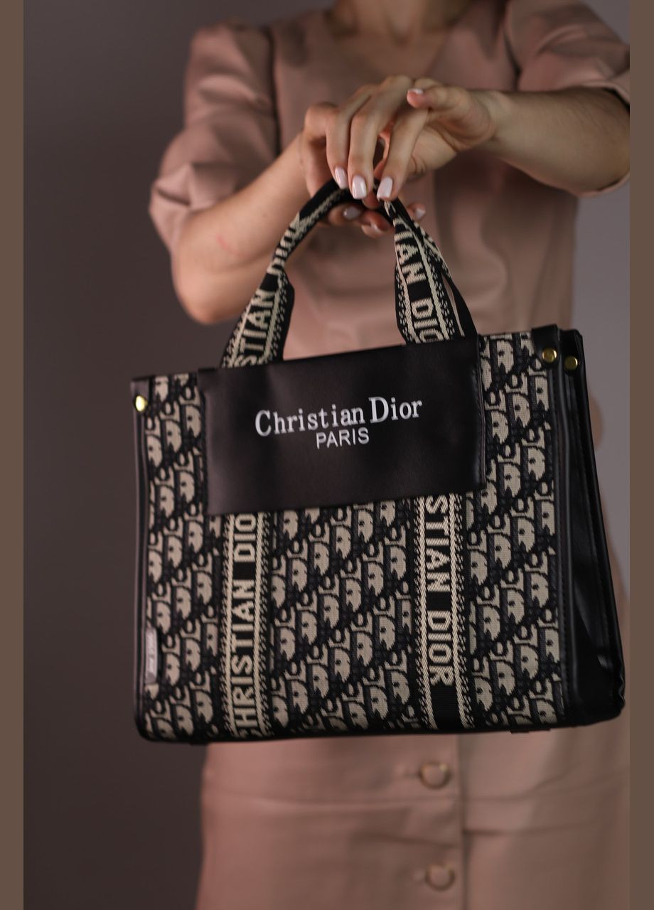 Жіноча сумка Cristian Dior black with beige, женская сумка, Крістіан Діор чорного та бежевого кольору No Brand (307925695)