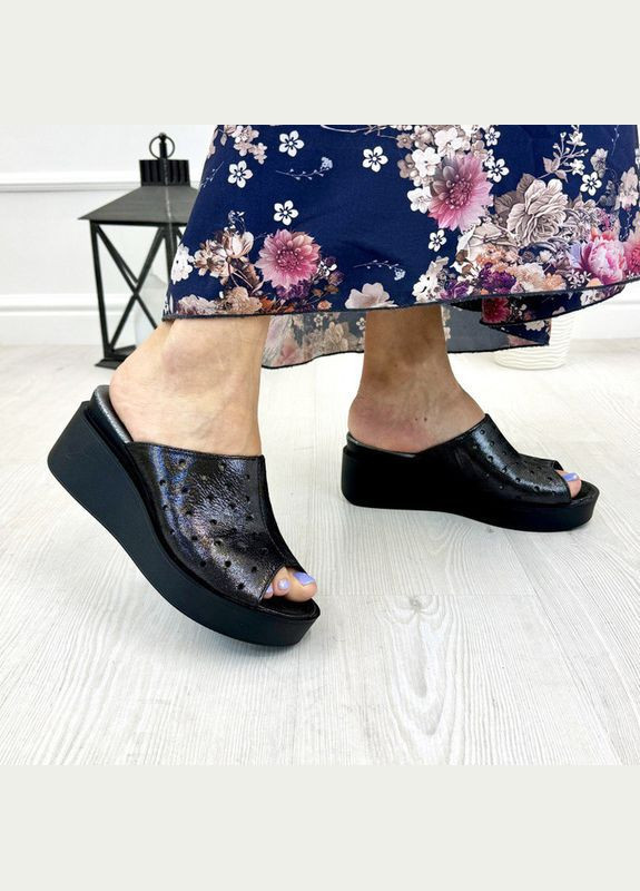 Черные сабо женские черные на платформе. натуральная кожа сатин. 40 размер Vasha para